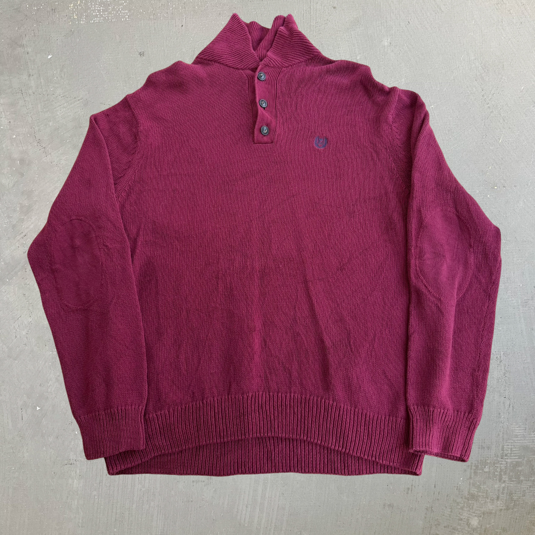 J- Vintage Chaps RL Embroidered Logo Henley Knit Sweater - XL