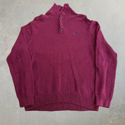 J- Vintage Chaps RL Embroidered Logo Henley Knit Sweater - XL