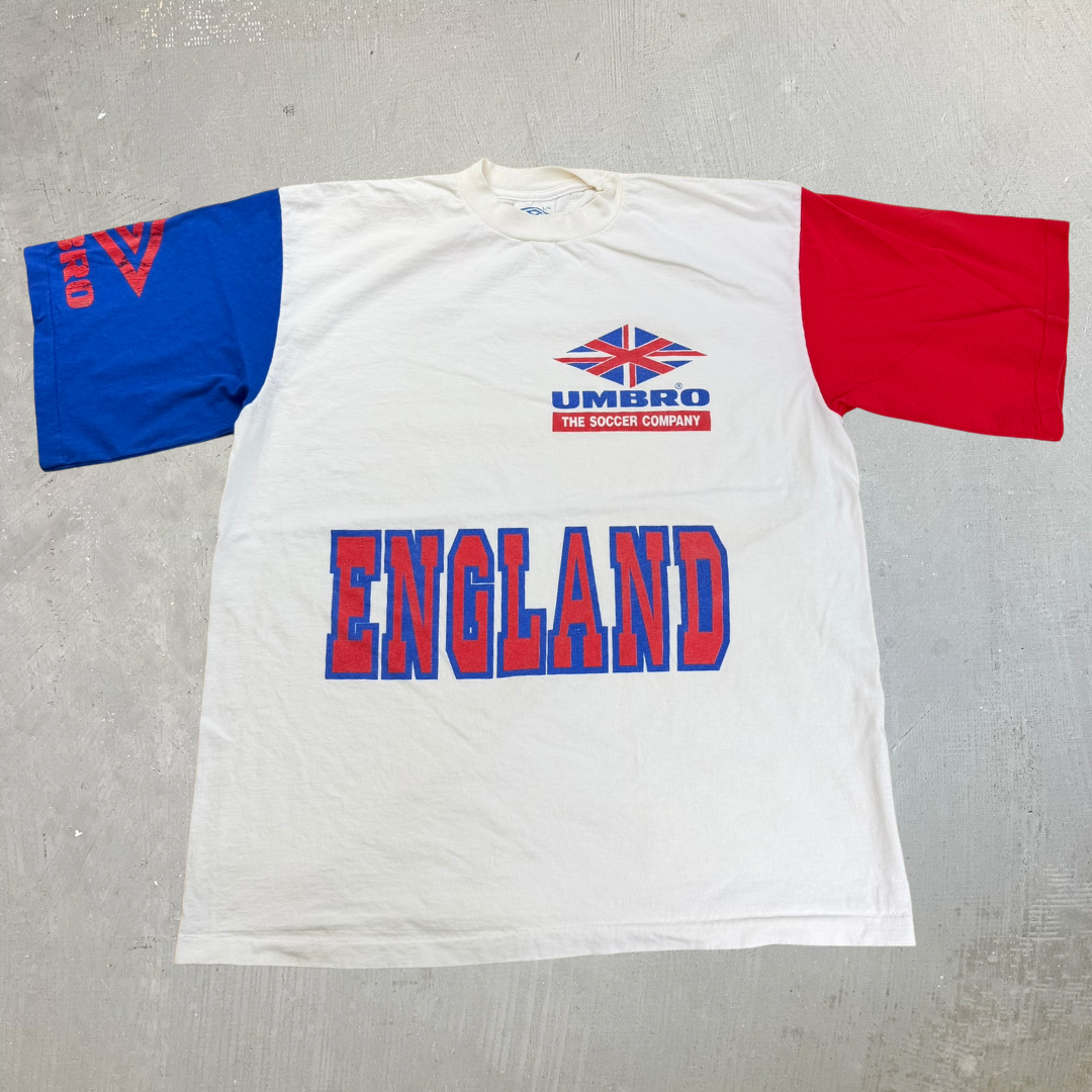 J- Vintage Umbro England The Soccer Company Graphic Made In USA Single Stitch Tee - L