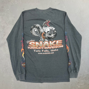 J- Vintage '10 Harley Davidson Twin Falls Idaho Snake Graphic Long Sleeve Tee - S