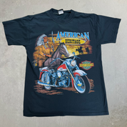J- Vintage '05 Harley Davidson American Tradition Motorcycle Graphic Tee - L