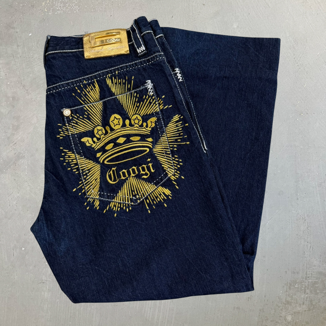 J- Vintage Coogi Embroidered Crown Baggy Jeans - 36x34