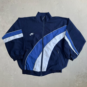 J- Vintage 90s Nike Embroidered Swoosh & Text Made In USA Zip Up Lightweight Jacket - L