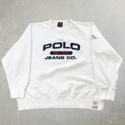 J- Vintage Ralph Lauren Polo Jeans Embroidered Text Crewneck - XL