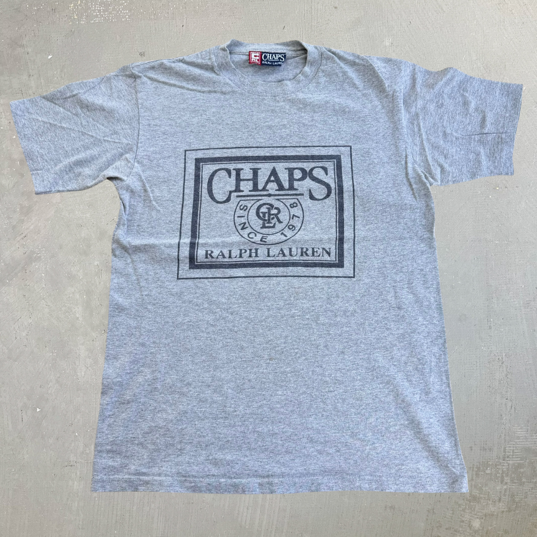 J- Vintage Ralph Lauren Chaps Text Graphic Tee - S