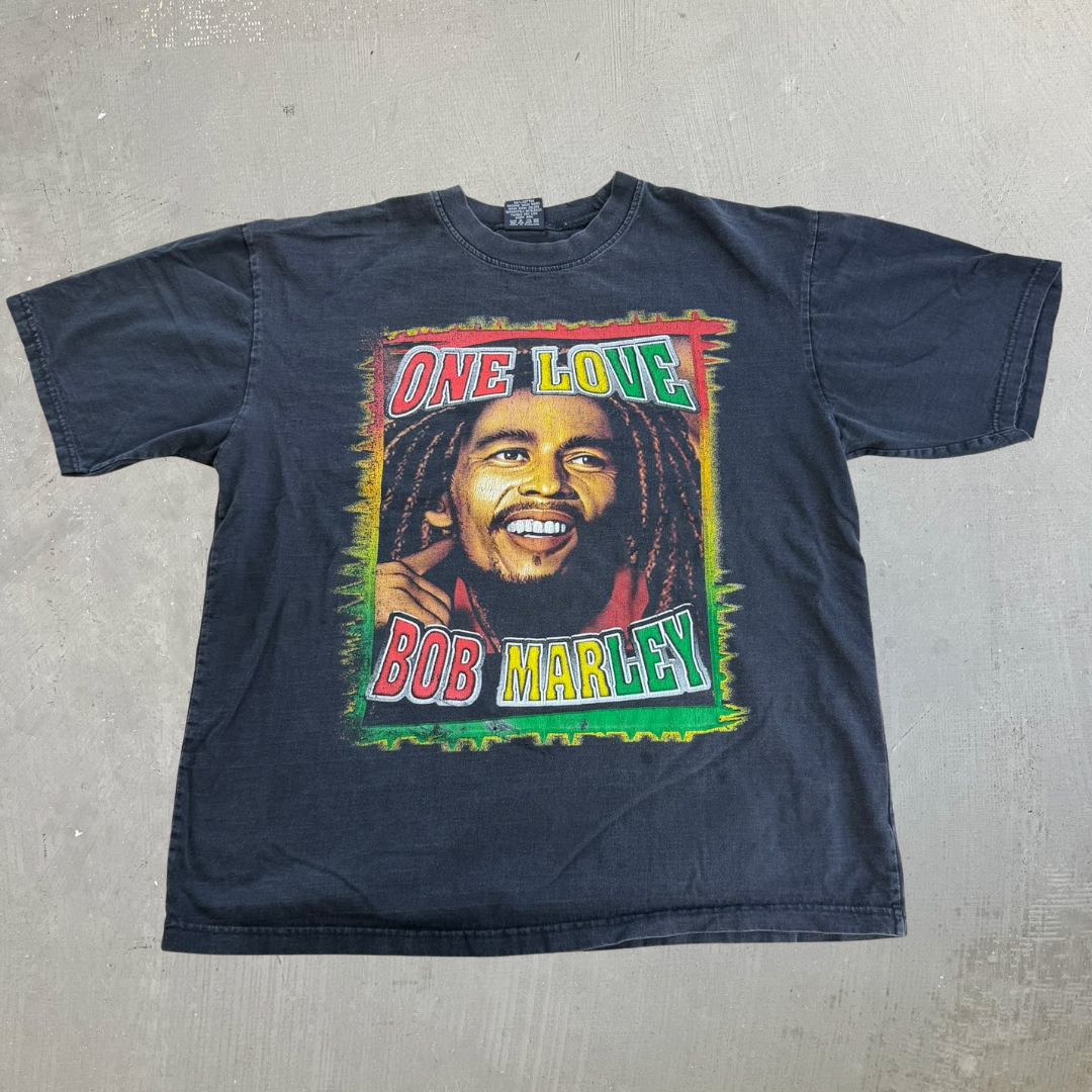 J- Vintage Rock Eagle Bob Marley One Love Graphic Picture Tee - XL