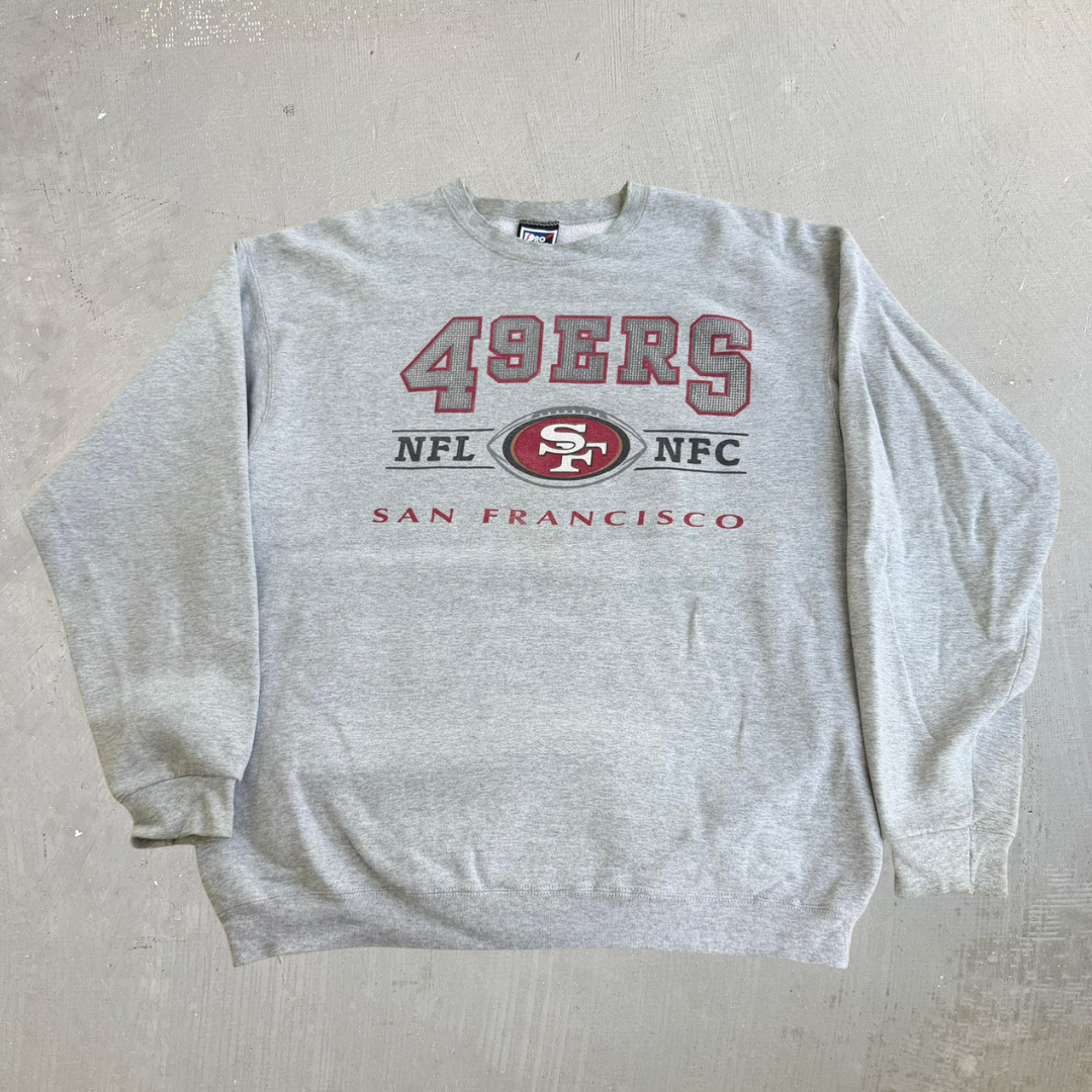 J- Vintage San Francisco 49ers NFL Pro Player Logo & Text Crewneck - 2XL