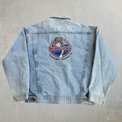 Vintage '96 Forrest Gump Bubba Gump Shrimp Co. Embroidered Logo Denim Jacket - L
