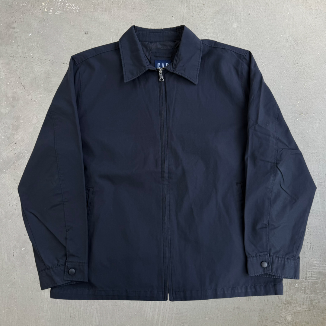 Vintage Gap Black Nylon Zip Up Harrington Jacket - L