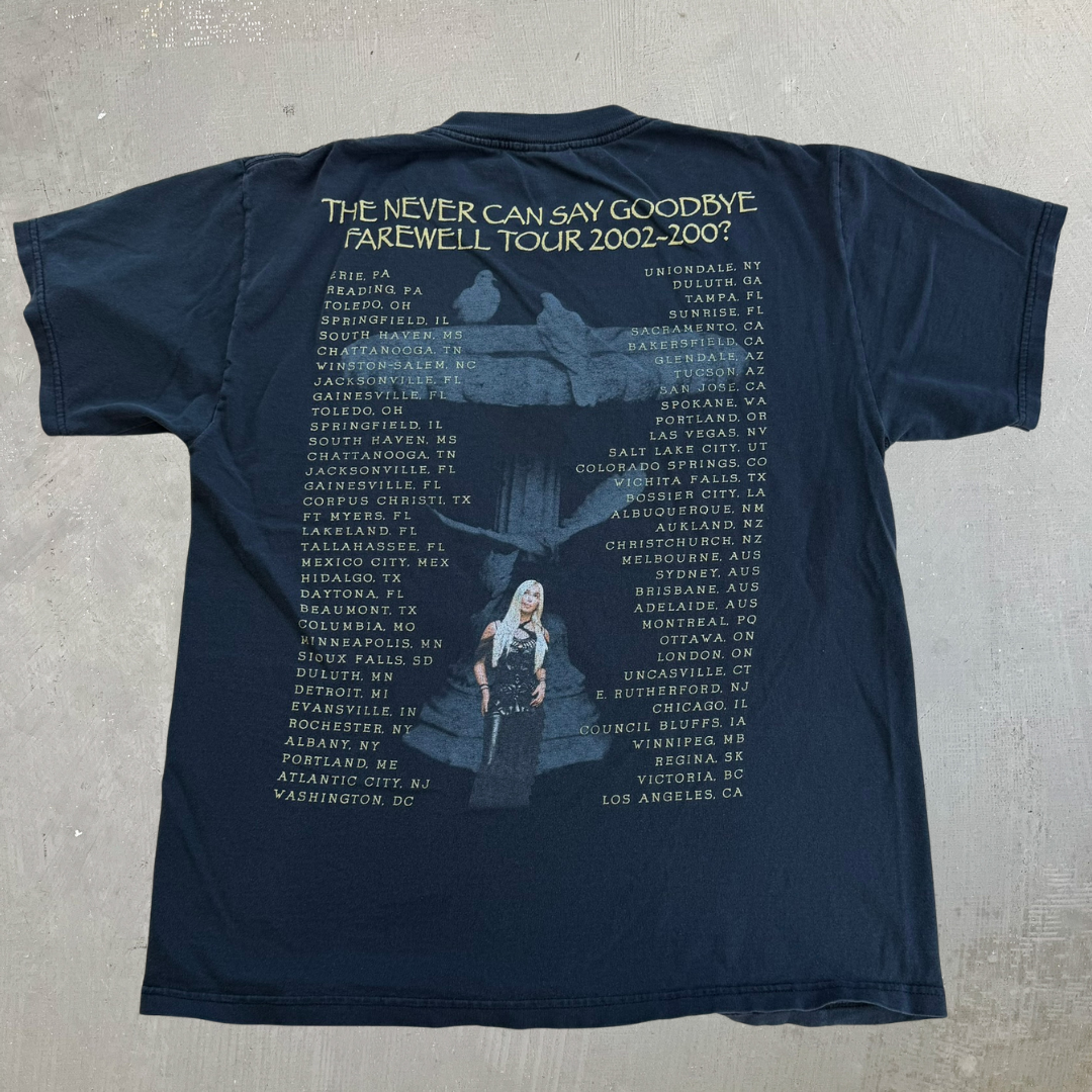 J- Vintage '02 Cher The Never Say Goodbye Farewell Tour Picture Tee - M