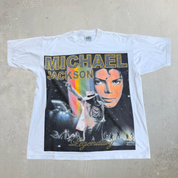J- Vintage '09 Michael Jackson Legendary Picture & Rhinestones Text Graphic Tee - XL