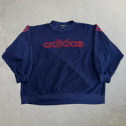 Vintage 90s Adidas Embroidered Text Graphic Crewneck - XL