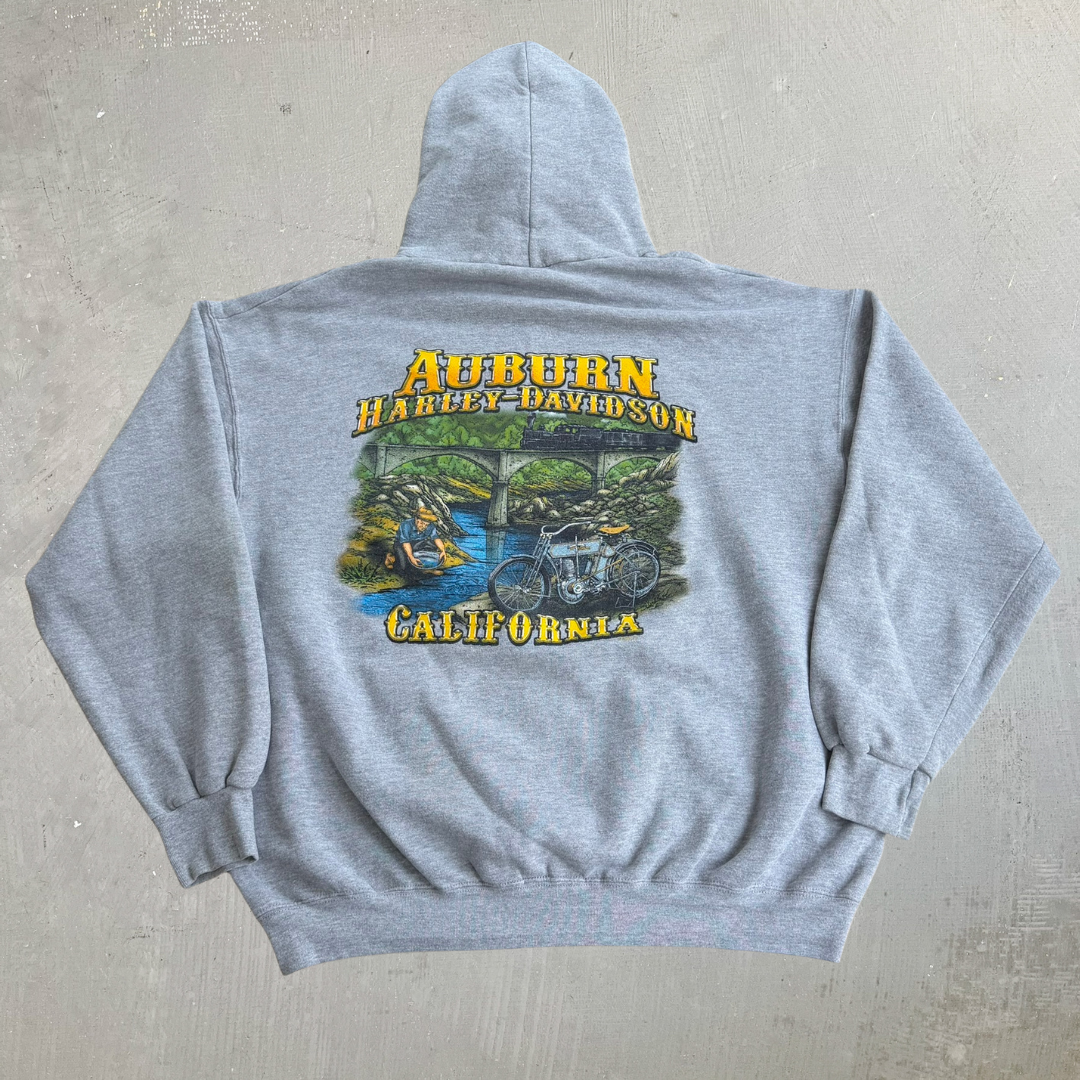 J- Vintage '03 Harley Davidson Auburn California Graphic Hoodie - XL