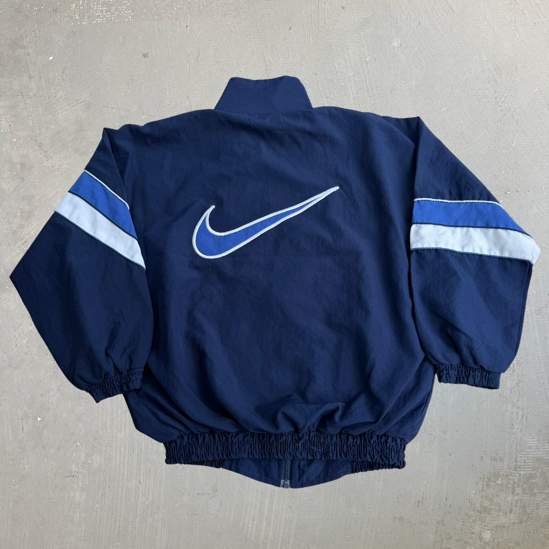 J- Vintage 90s Nike Embroidered Swoosh & Text Made In USA Zip Up Lightweight Jacket - L