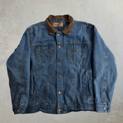 J- Vintage Wrangler Western Plaid Blanket Lined Denim Jacket - L