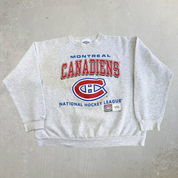 Vintage Montreal Canadiens NHL Logo Graphic Made In Canada Crewneck - L