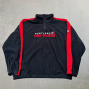 J- Portland Trailblazers NBA Adidas Embroidered Text Logo Quarter Zip Polar Fleece- XL