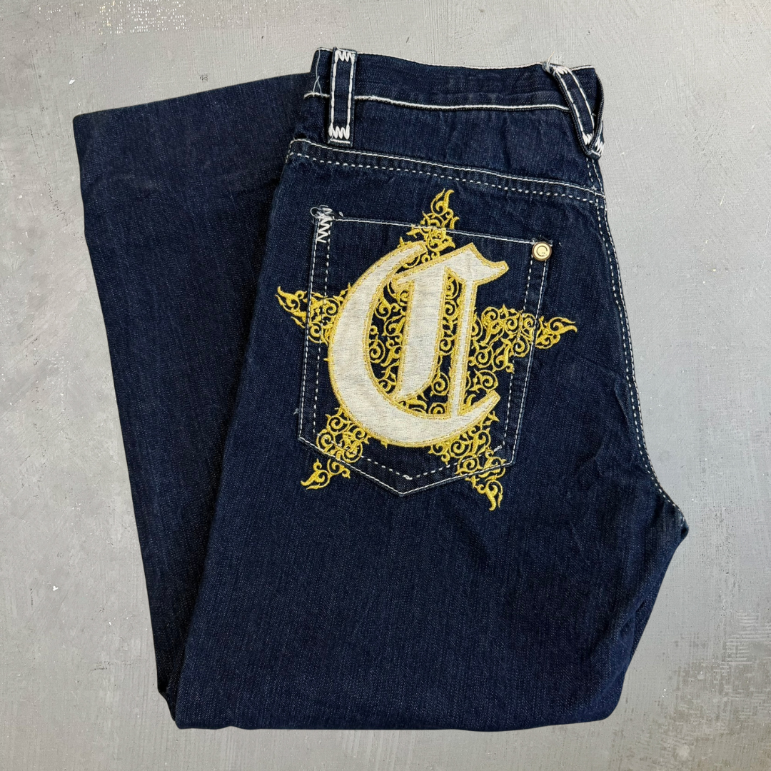J- Vintage Coogi Embroidered Crown Baggy Jeans - 36x34