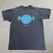 J- Vintage Hard Rock Cafe Dallas Logo Made In USA Single Stitch Hanes Tag Tee - L