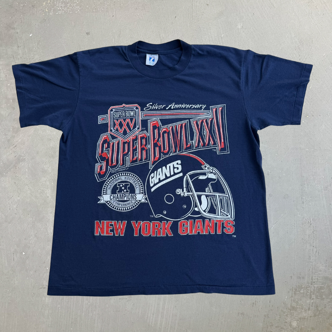 J- Vintage '90 New York Giants NFL NFC Champs Made In USA Single Stitch Tee - L
