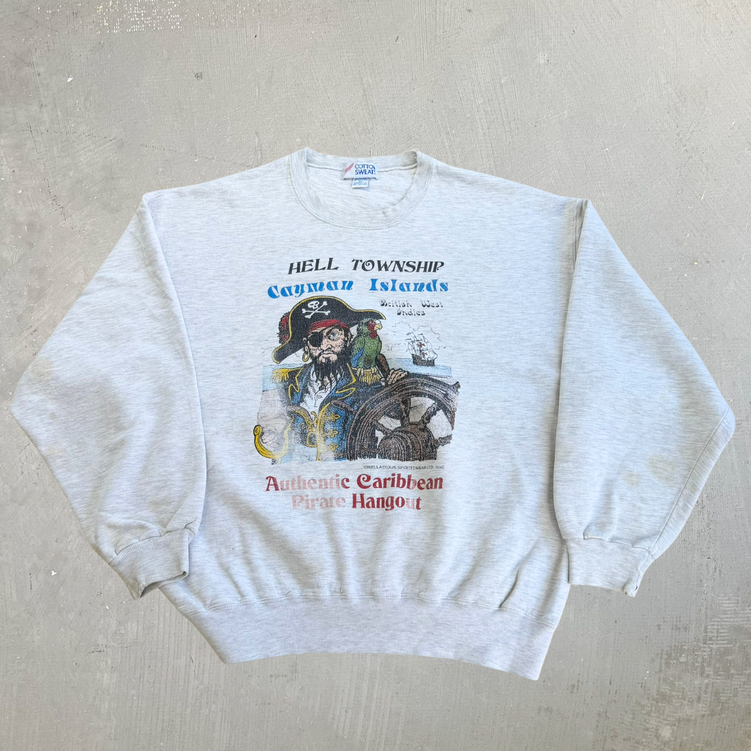 J- Vintage '92 Hell Township Cayman Islands Graphic Made In USA Crewneck - XL