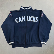 Vintage Vancouver Canucks NHL Embroidered Text Zip Up Sweatshirt Track Jacket - XL
