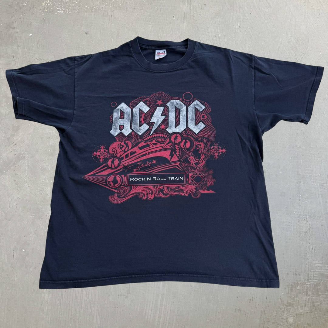 J- Vintage '09 AC/DC Black Ice Tour Rock n Roll Train Graphic Tee - XL