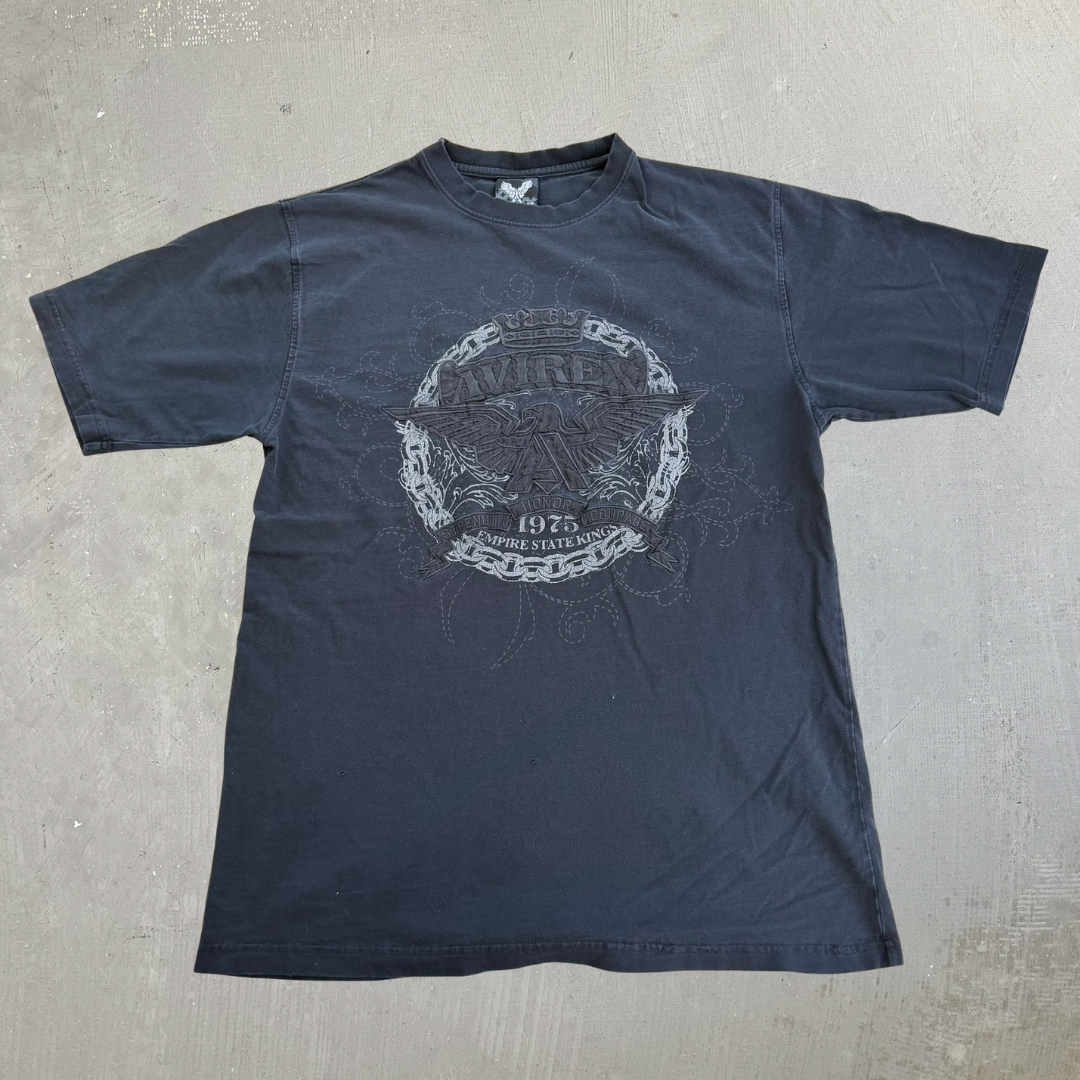 J- Vintage Avirex Embroidered Logo & Text Graphic Tee - XL