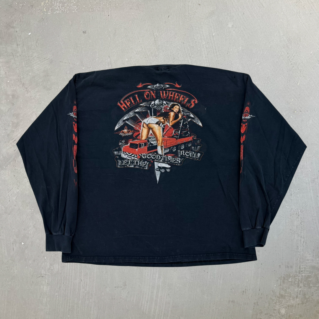 J- Vintage '08 Rigragz Hell On Wheels Graphic Long Sleeve Tee - 2XL