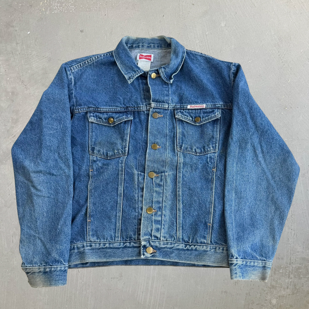Vintage 90s Budweiser Beer Logo Denim Jacket - L