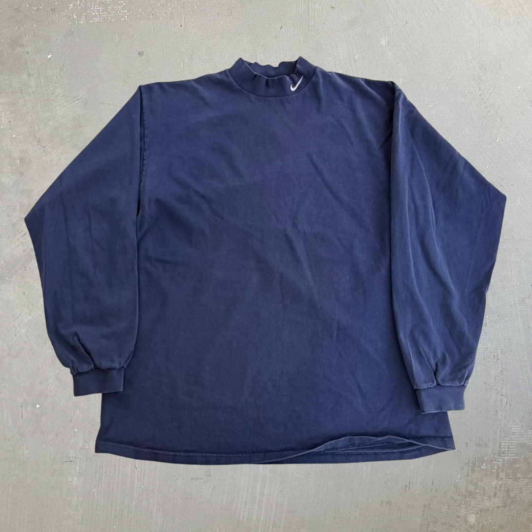 J- Vintage Nike Embroidered Swoosh Made In USA Turtle Neck Style Long Sleeve Tee - XL