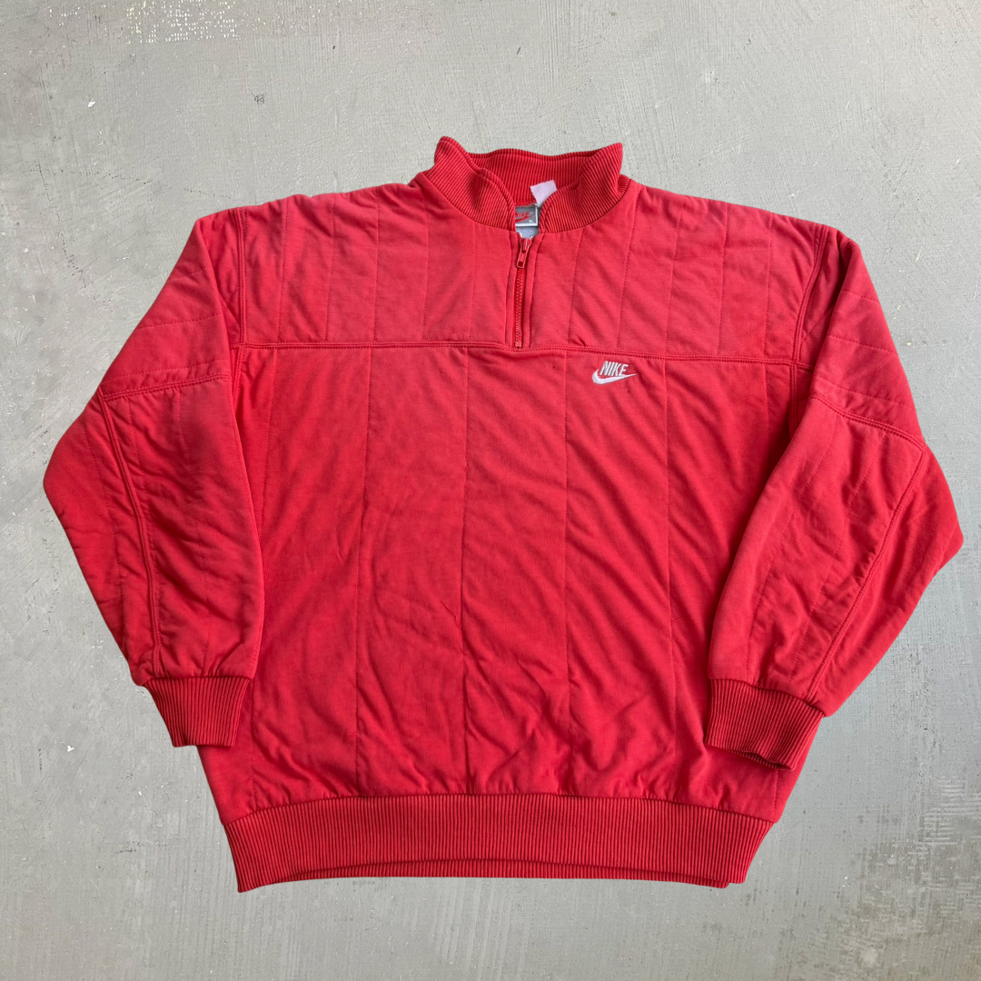 J- Vintage 90s Nike Embroidered Logo Quarter Zip Crewneck - XL