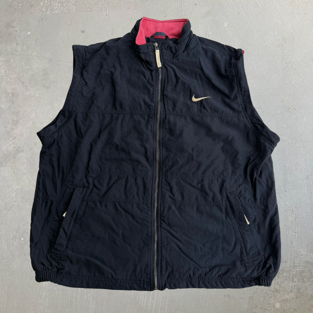 J- Vintage '90s Nike Embroidered Swoosh & Logo Removable Sleeves Zip up Lightweight Jacket - L