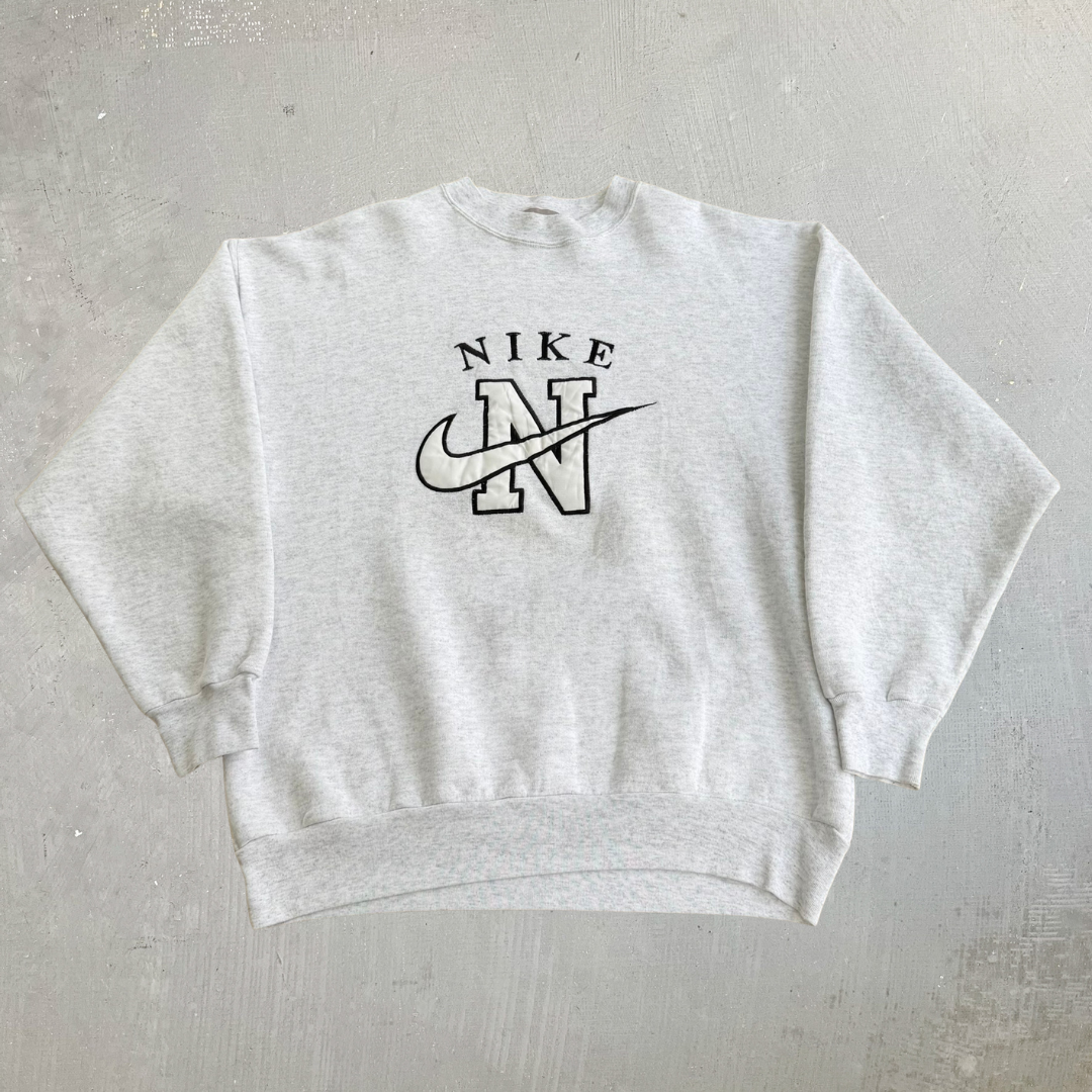 J- Vintage Nike Embroidered Text & Swoosh Made In USA Crewneck- XL