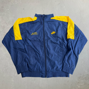 J- Vintage 90s Nike Michigan Basketball Embroidered Swoosh & Text Made In USA Zip Up Lightweight Jacket - M