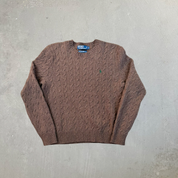 F- Vintage 90s Polo Ralph Lauren Brown Wool Knit Sweater