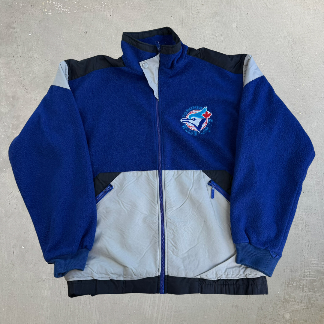 Vintage Toronto Blue Jays MLB Chalkline Embroidered Text Logo Zip Up Polar Fleece - M