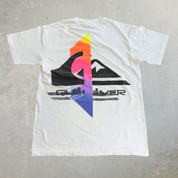 J- Vintage Quicksilver Logo & Text Graphic Made In USA Single Stitch Tee - M
