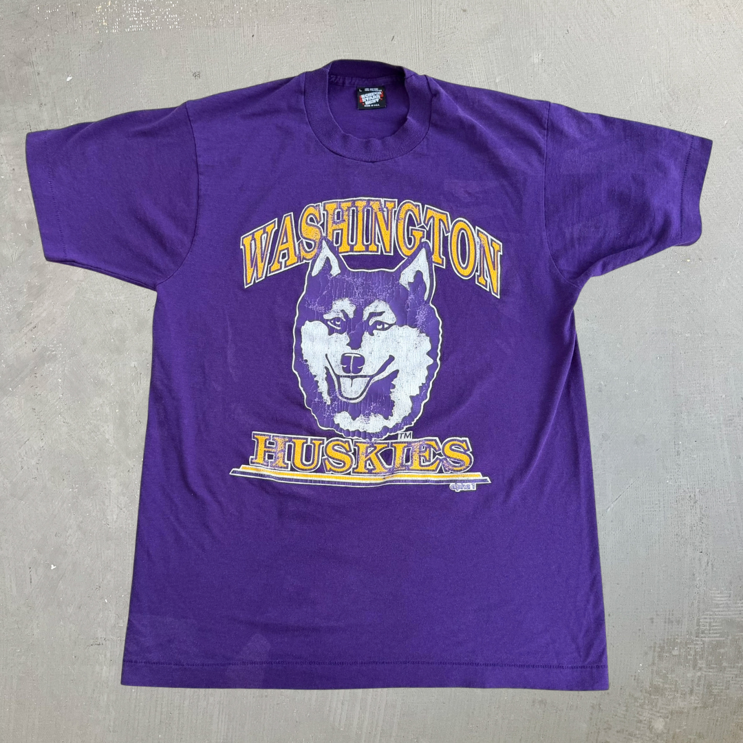 Vintage 90s University Of Washington Huskies Graphic Made In USA Single Stitch Tee - L