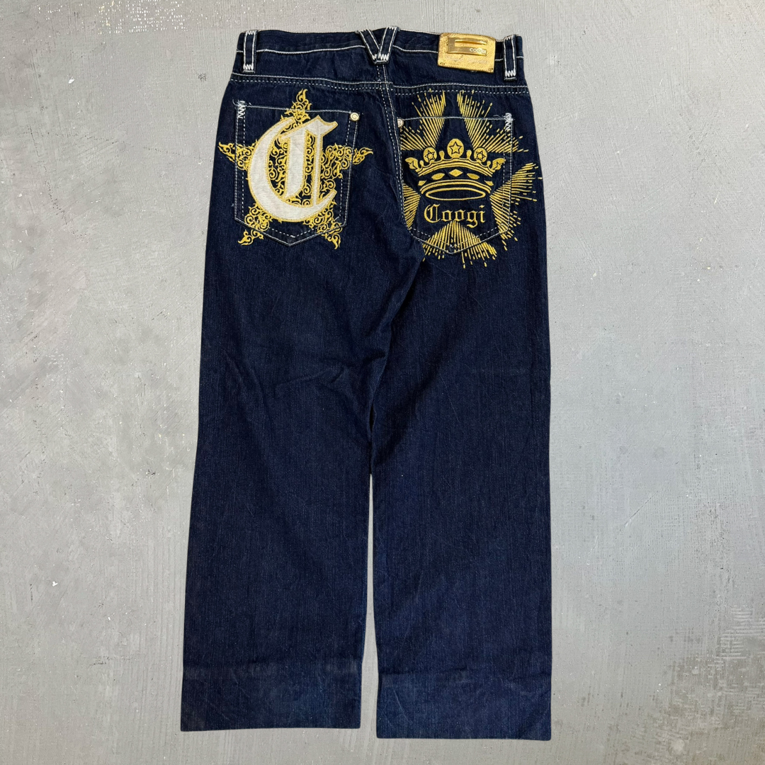 J- Vintage Coogi Embroidered Crown Baggy Jeans - 36x34