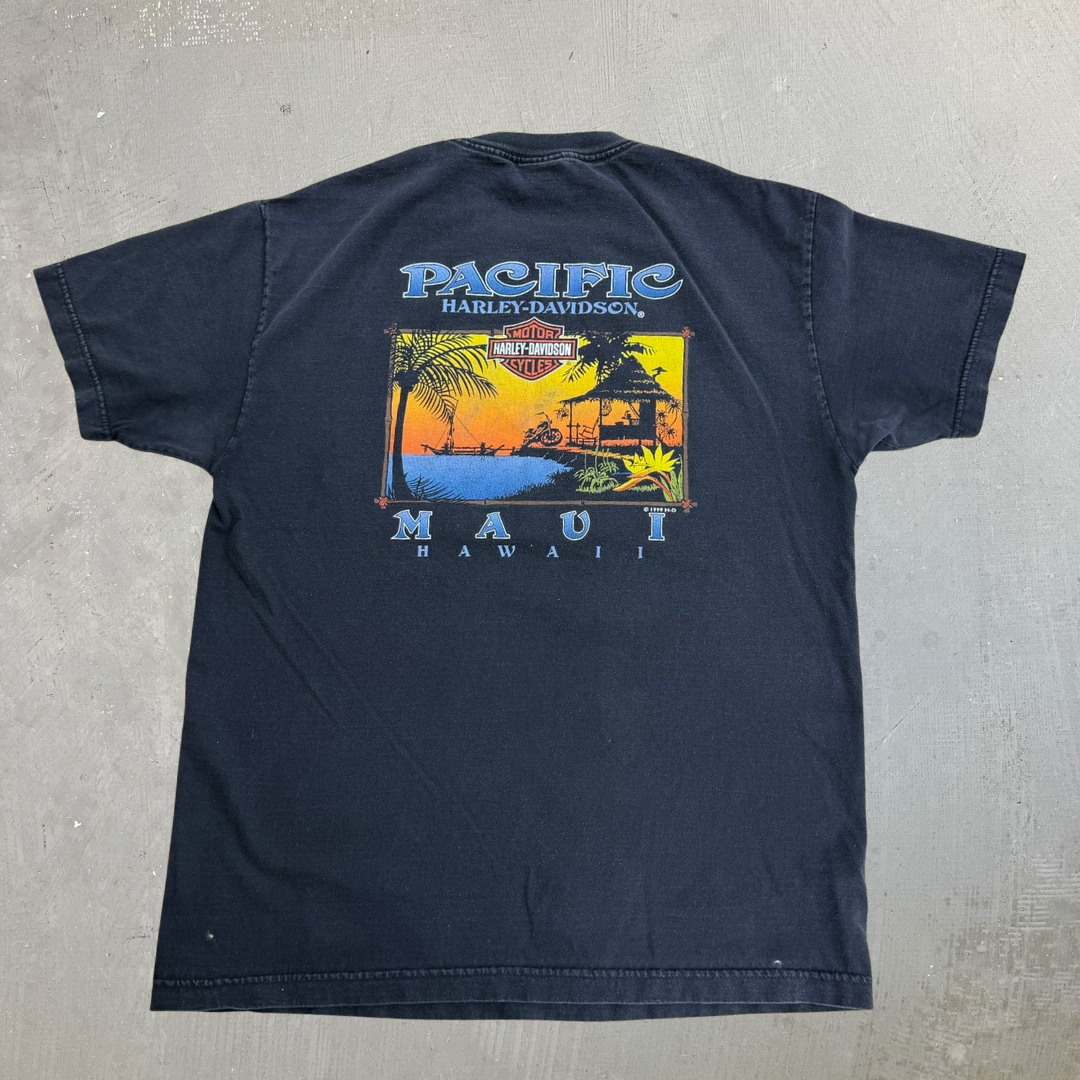 J- Vintage '99 Harley Davidson Maui Hawaii Made In USA Graphic Tee - L