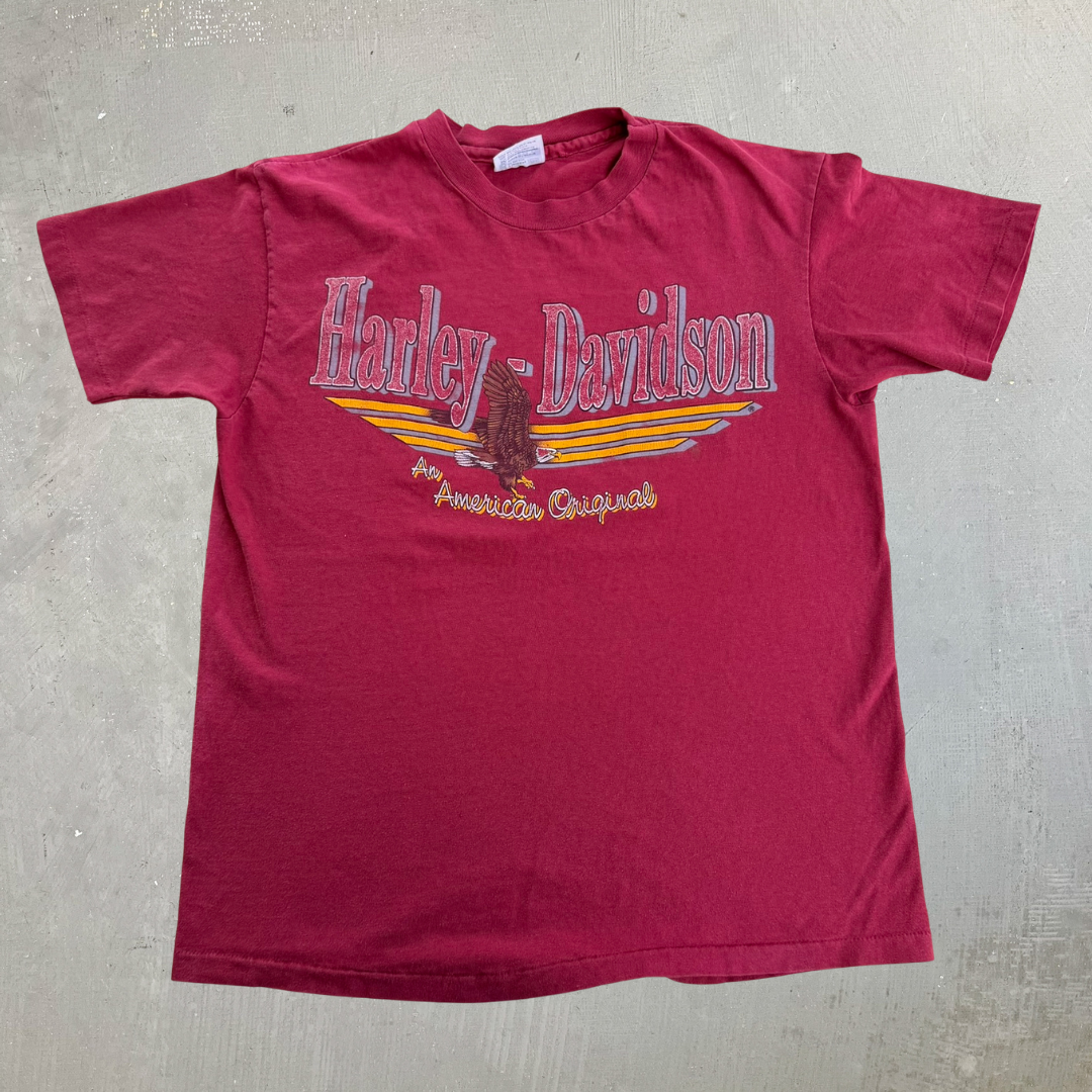 J- Vintage '87 Harley Davidson Seattle Wash. Downtown Graphic Made In USA Single Stitch Tee - L
