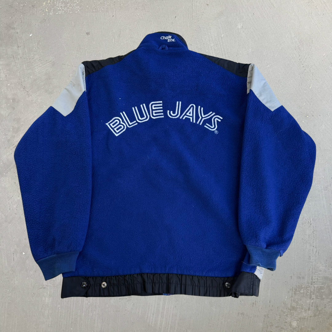Vintage Toronto Blue Jays MLB Chalkline Embroidered Text Logo Zip Up Polar Fleece - M