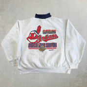Vintage '95 Cleveland Guardians MLB Majestic American League Champions Graphic Made In USA Crewneck - XL