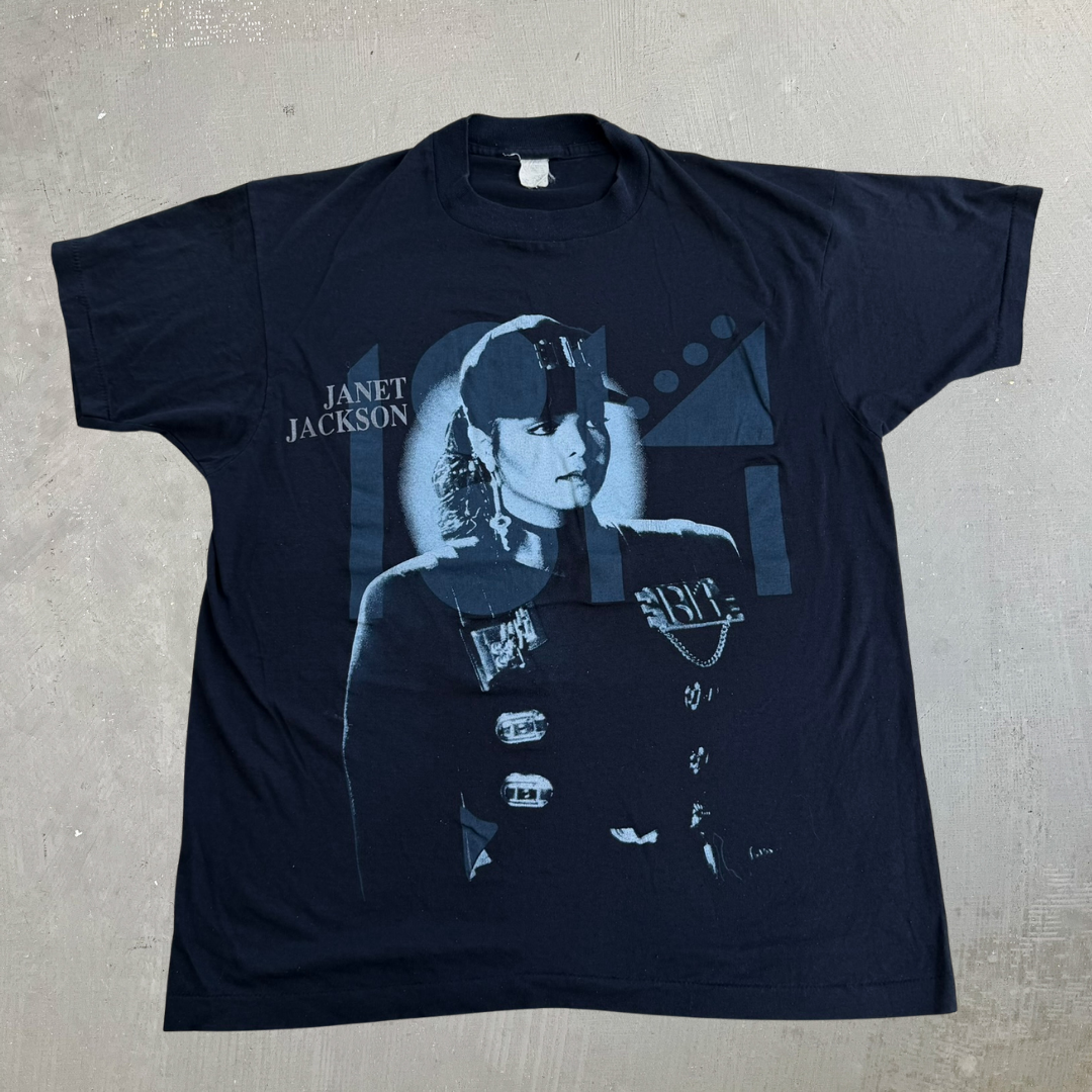 J- Vintage '90 Janet Jackson Rhythm Nation Tour Picture Made In USA Single Stitch Tee - M