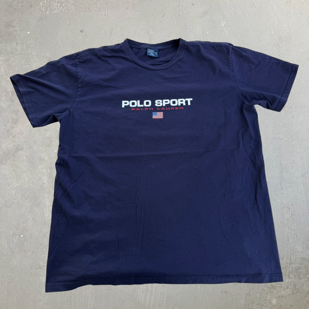 J- Vintage Polo Sport Ralph Lauren Text Graphic Tee - XL