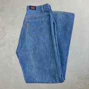 J- Vintage 70s/80s Levi’s Orange Tab Lightweight Denim Chambray Wide Leg Pants - 32x32