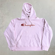 J- Vintage Champion Embroidered Chenille Logo Reverse Weave Hoodie - L