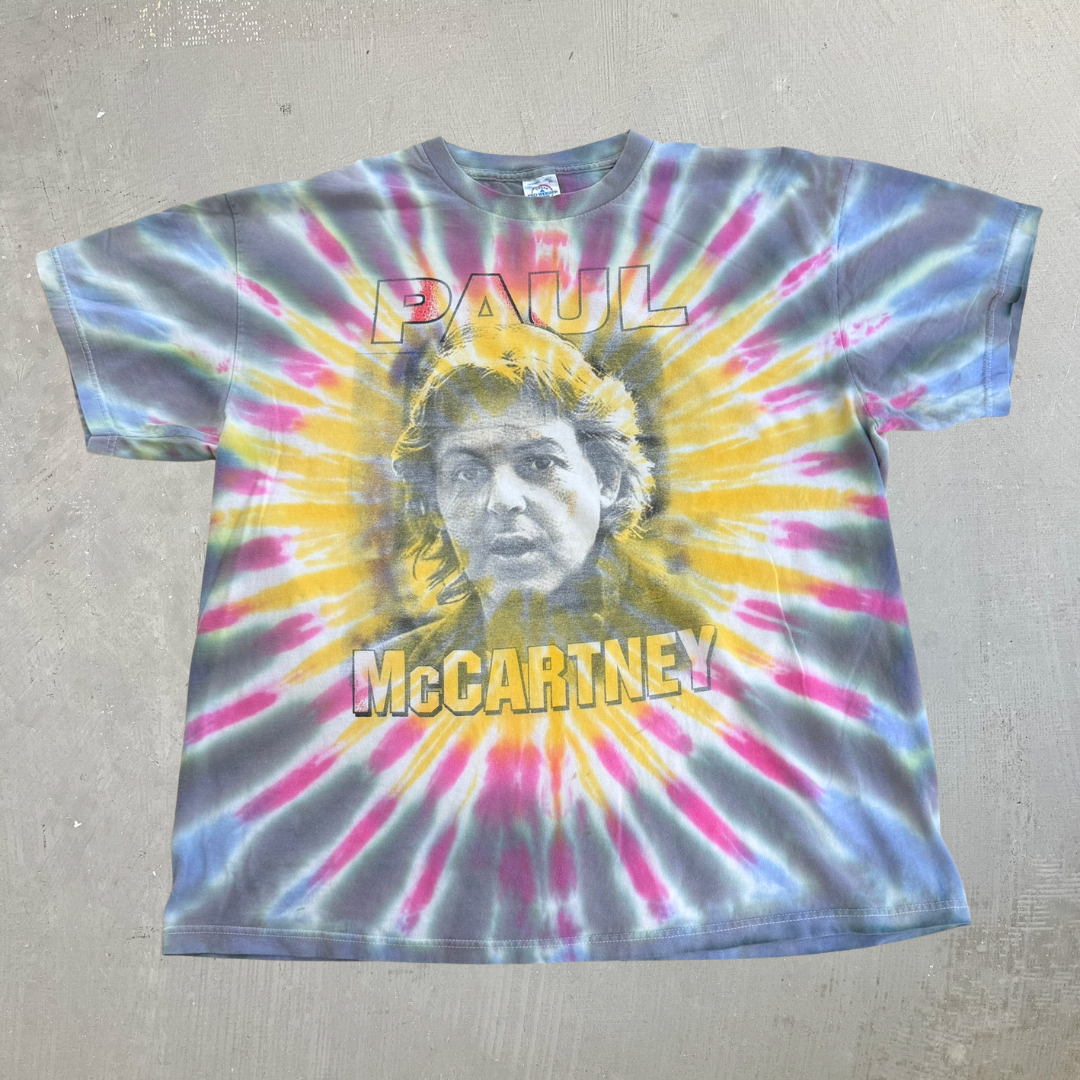 J- Vintage '02 Paul McCartney Back In The US Graphic Picture Tie Dye Tee - XL