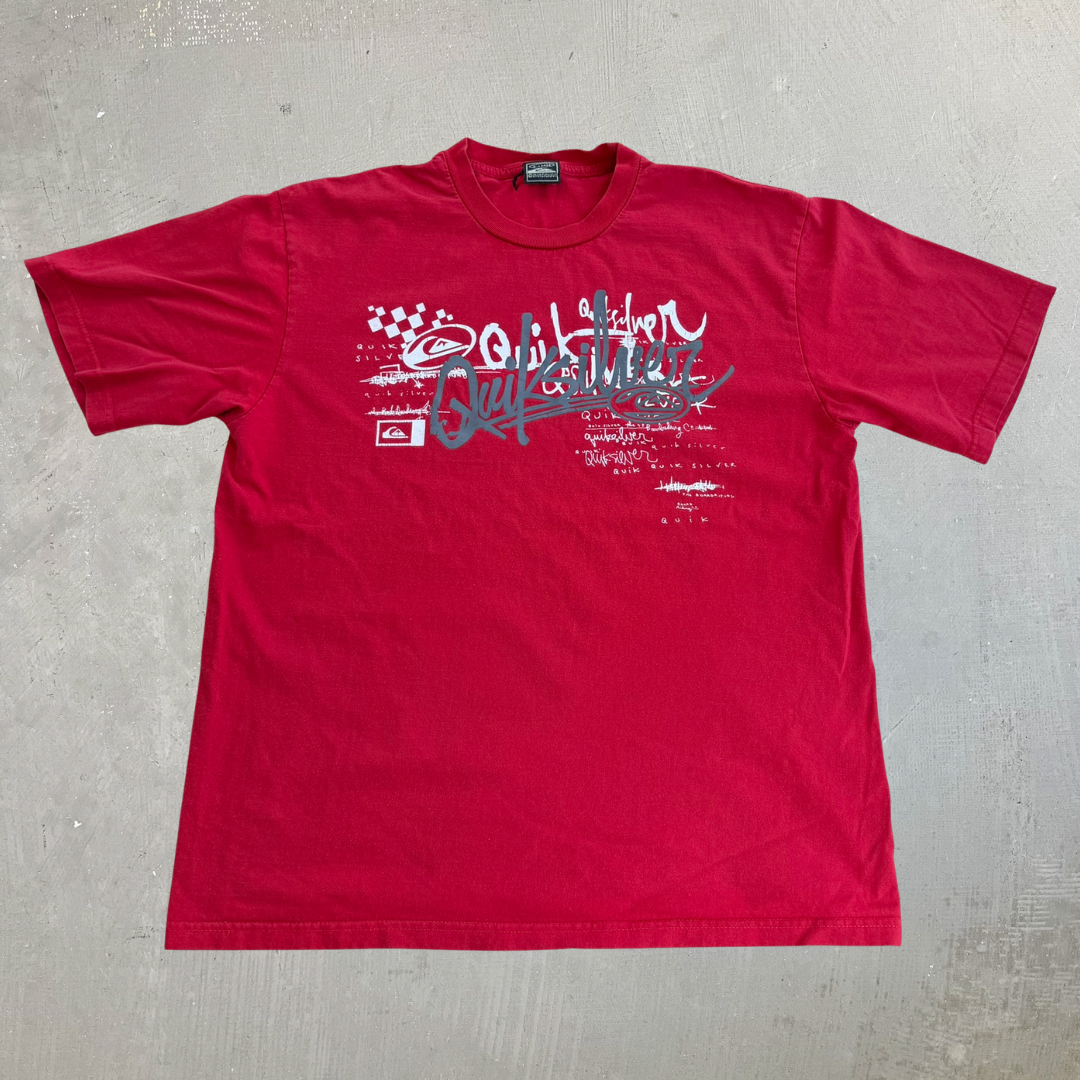 J- Vintage Quicksilver Logo & Text Graphic Tee - XL